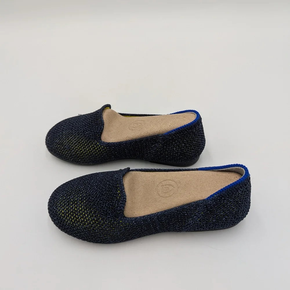 Rothy’s Night Sparkle Loafer Navy Blue Metallic Slip On Kids Shoes Girls Size 10